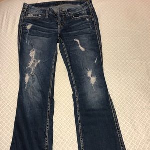 Silver destroyed bootcut